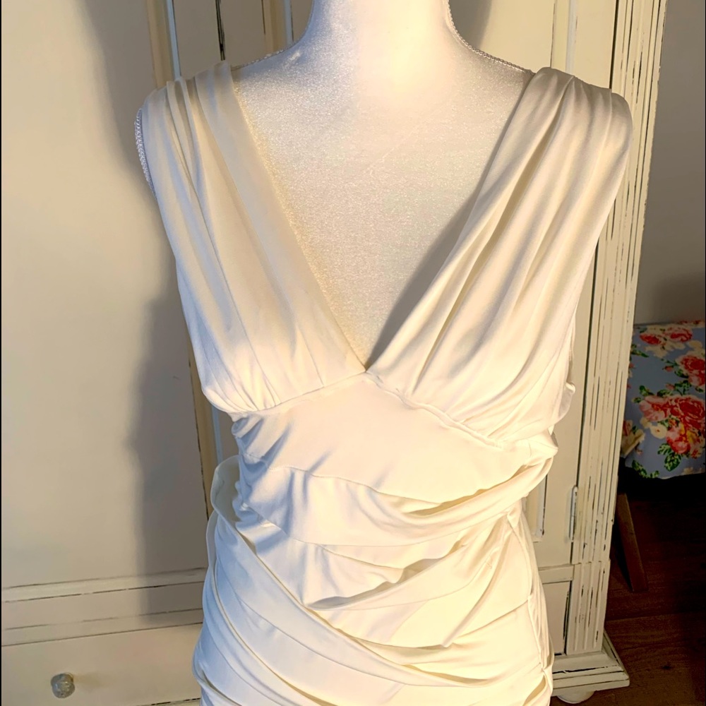 Beautiful white dress-fitting